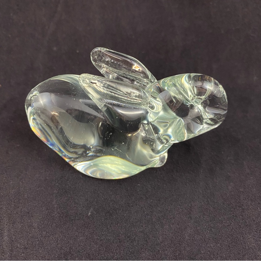 Vintage Clear Glass Bunny Rabbit Figurine Paperweight